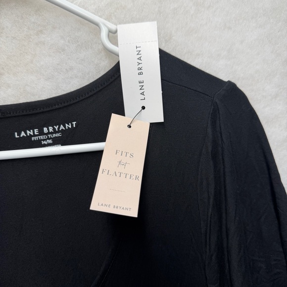 NWT Lane Bryant Women's 14/16 Black V-Neck Fitted Tunic Tee Shirt Plus Size - Picture 3 of 9
